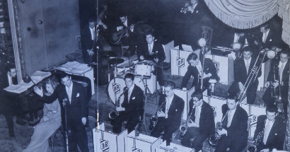 Image of The Buddy Rich orchestra at the Arcadia Ballroom N.Y.C. April 1947.